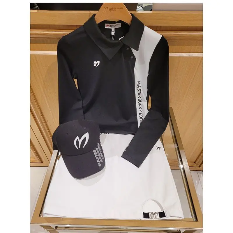 Golf Equipment Korea - 韓国製本格ゴルフ長袖女性用ゴルフウェア 2026年春・秋新作 ゴルフTシャツ 速乾性スポーツトップ 女性用ゴルフウェア