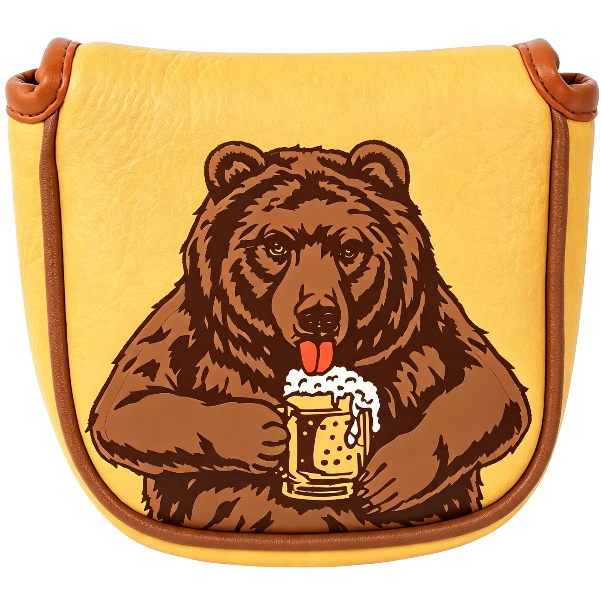 Headcover Driver - スカル刺繍ゴルフマレットパターヘッドカバー ビールベアデザイン付き ほとんどのブランドに対応、男性ゴルファー向けゴルフアクセサリー クリスマス