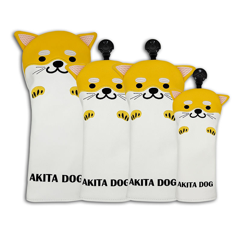 Headcover Driver - ゴルフクラブヘッドカバーセット 犬の漫画柄 ドライバー フェアウェイウッド ハイブリッド かわいいデザイン