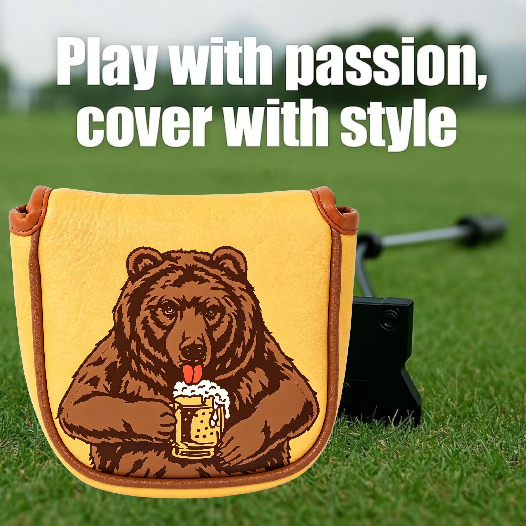 スカル刺繍ゴルフマレットパターヘッドカバー ビールベアデザイ - Headcover Driver のレビューと価格